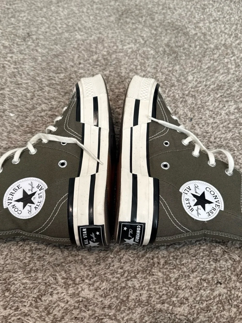 Canvas High-Top Sneakers in Olive with White Accents - women